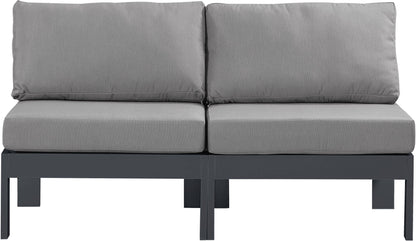 Nizuc - Outdoor Patio 2 Seat Armless Modular Sofa With Gray Frame