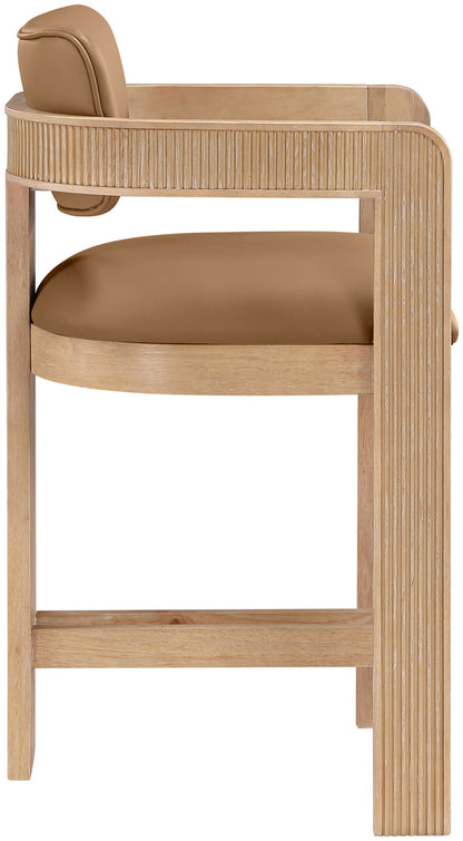 Sacha - Vegan Leather Upholstered Counter Stool With Natural Base