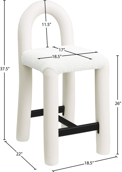 Amari - Vegan Leather and Boucle Fabric Stool