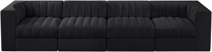 Rummi - Velvet Performance Fabric Upholstered 4 Piece Modular Sofa