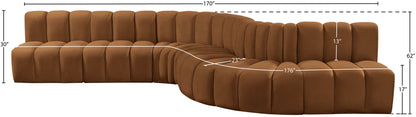 Arc - Velvet 7 Piece Modular Sofa - Saddle