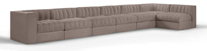 Rummi - Velvet Performance Fabric Upholstered 7 Piece Modular Sectional, L-Shaped (Right)
