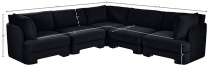 Hammond - Velvet Performance Fabric Upholstered 5 Piece Corner Sectional