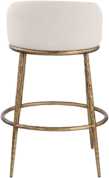 Ferro - Performance Fabric Upholstered Bar Stool - Antique Brass