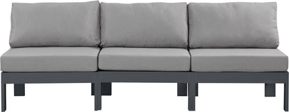 Nizuc - Outdoor Patio 3 Seat Armless Modular Sofa With Gray Frame