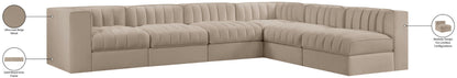 Rummi - Velvet Performance Fabric Upholstered 6 Piece Modular Sectional
