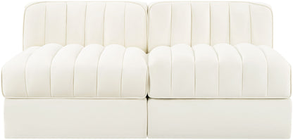 Rummi - Velvet Performance Fabric Upholstered 2 Piece Modular Armless Loveseat