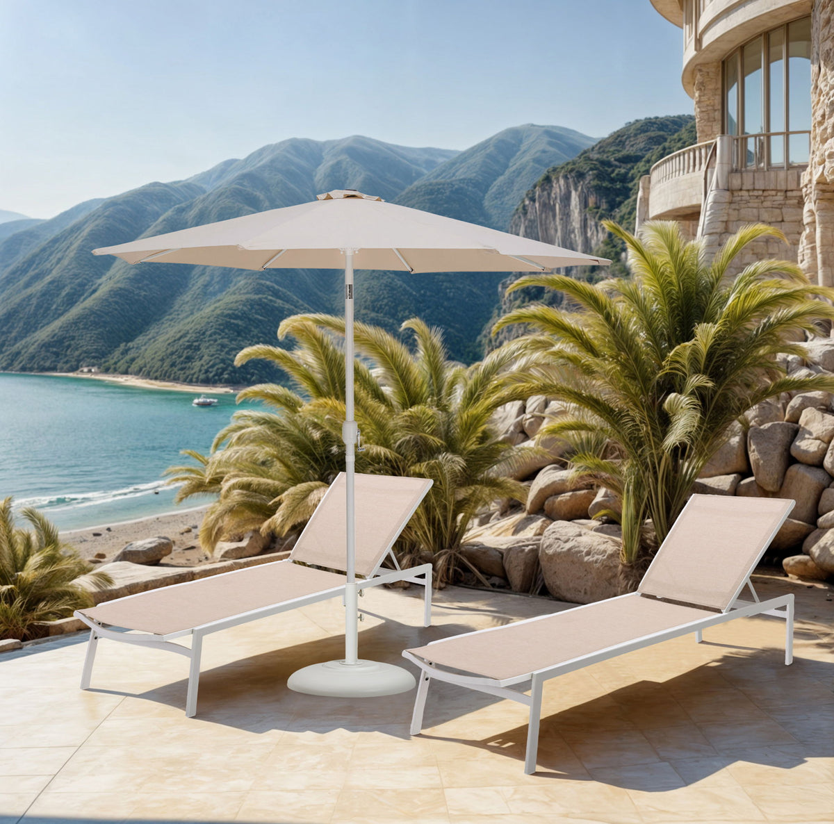 Fiji - Aluminum Patio Umbrella With Round White Base