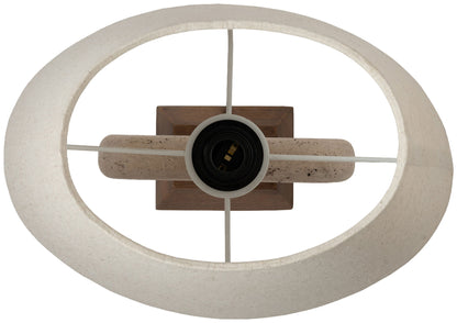 Solis - 14" Genuine Marble And Mango Wood Base With Linen Textured Fabric Shade Table Lamp