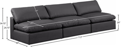 Comfy - Faux Leather Modular Armless Sofa 3 Seats