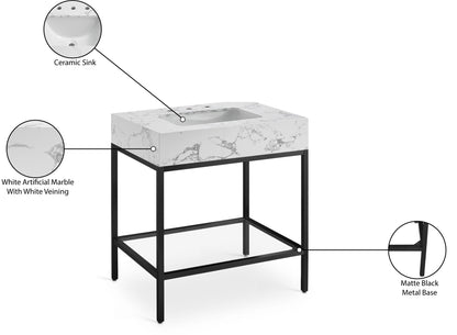 Marmo - Engineered Marble Bathroom Vanity With Black Base