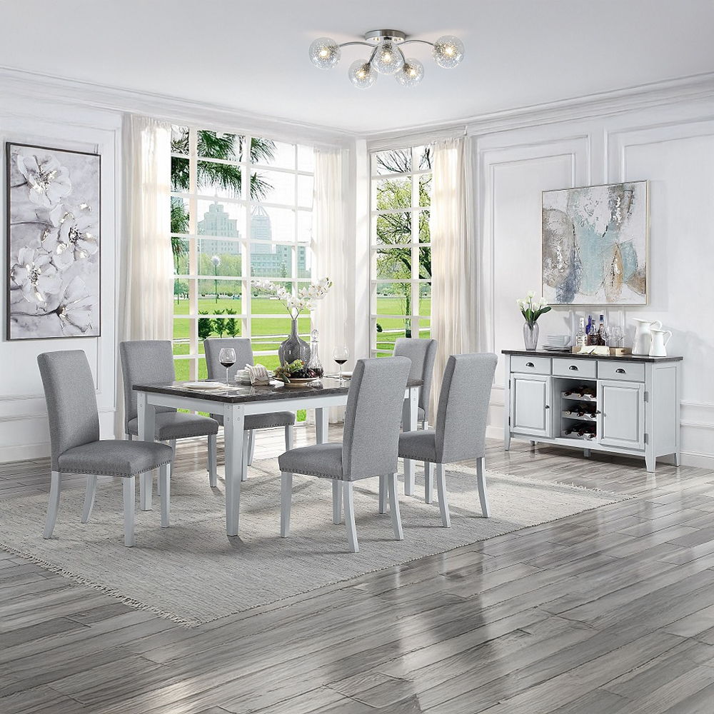 Lanton - Side Chair (Set of 2) - Gray Linen & Antique White
