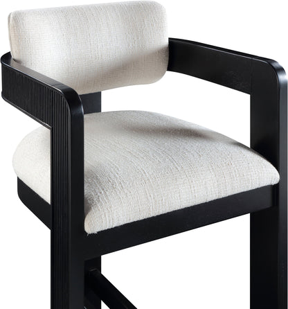 Sacha - Linen Stool With Black Base