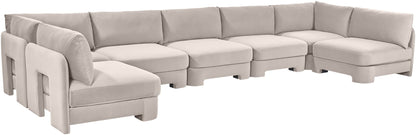 Hammond - Velvet Performance Fabric Upholstered 7 Piece U-Shaped Armless Sectional