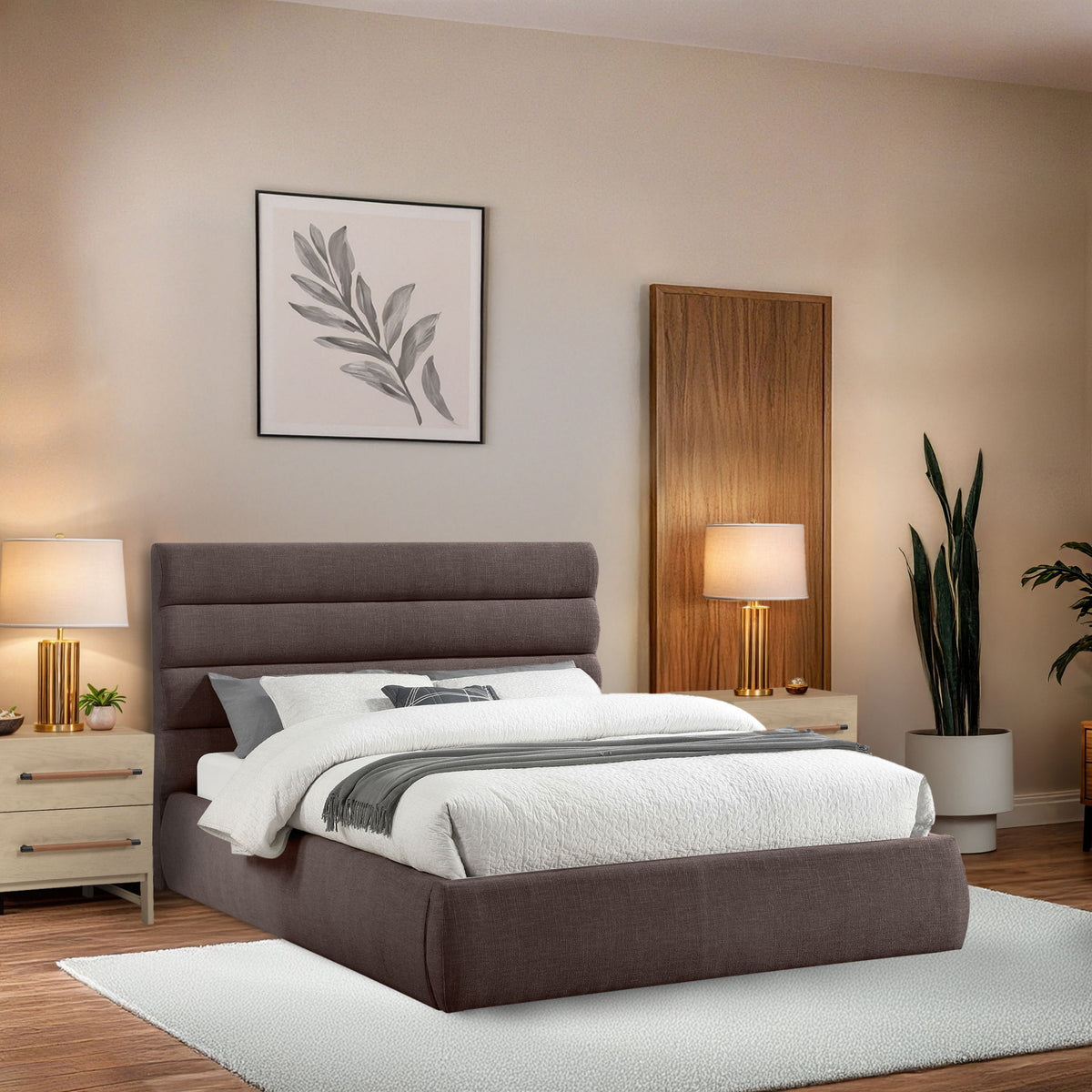 Adam - Linen Fabric Bed With 52" Headboard