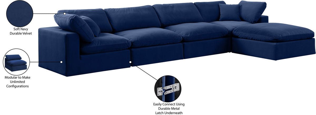 Comfy - 5 Piece Velvet Modular Sectional With Chaise
