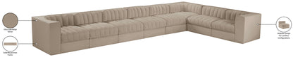 Rummi - Velvet Performance Fabric Upholstered 8 Piece Modular Sectional (With 3 Corner Chairs)