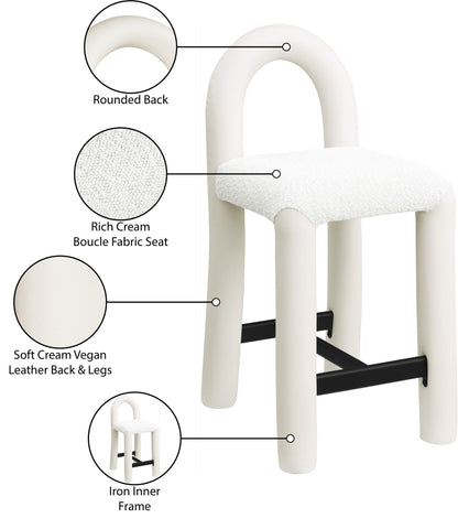 Amari - Vegan Leather and Boucle Fabric Stool