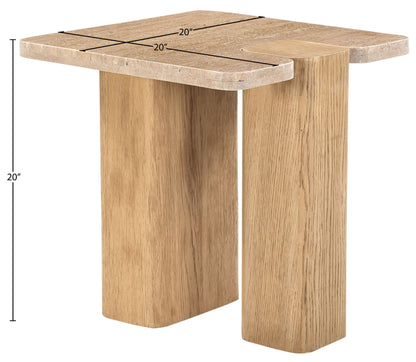 Ravenna - Genuine Fabric Travertine And Oak Wood Table