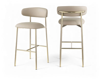 Lupita - Vegan Leather Upholstered Bar Stool With Brushed Gold Frame (Set of 2)