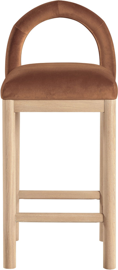 Conrad - Velvet Counter Stool With Natural Legs