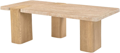 Ravenna - Genuine Fabric Travertine And Oak Wood Table