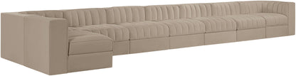 Rummi - Velvet Performance Fabric Upholstered 8 Piece Modular Sectional, L-Shaped (Right)