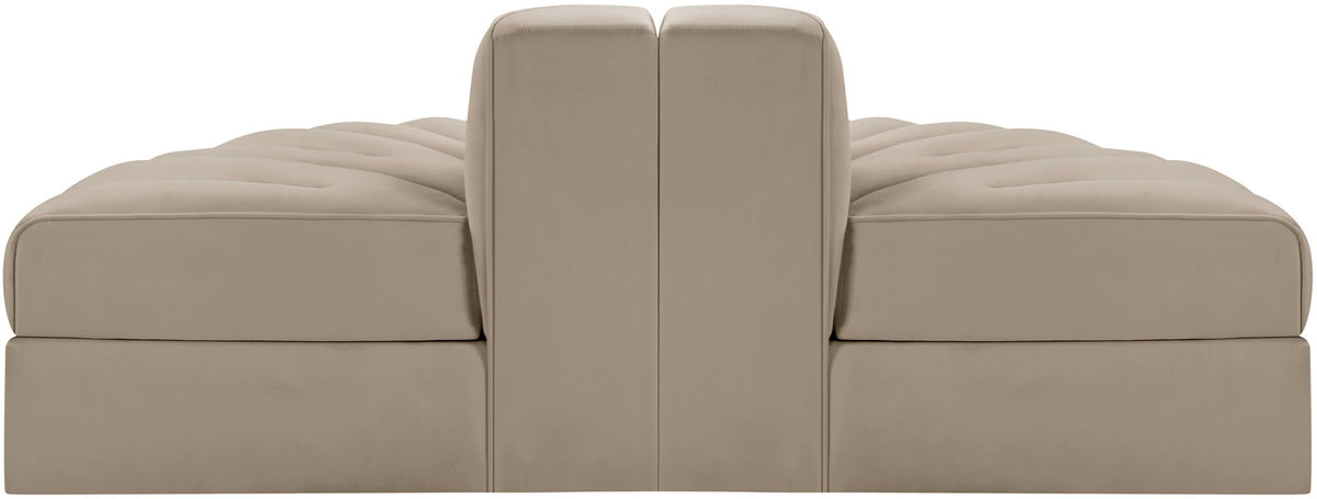 Rummi - Velvet Performance Fabric Upholstered 2 Piece Rounded Modular Loveseat