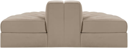 Rummi - Velvet Performance Fabric Upholstered 2 Piece Rounded Modular Loveseat