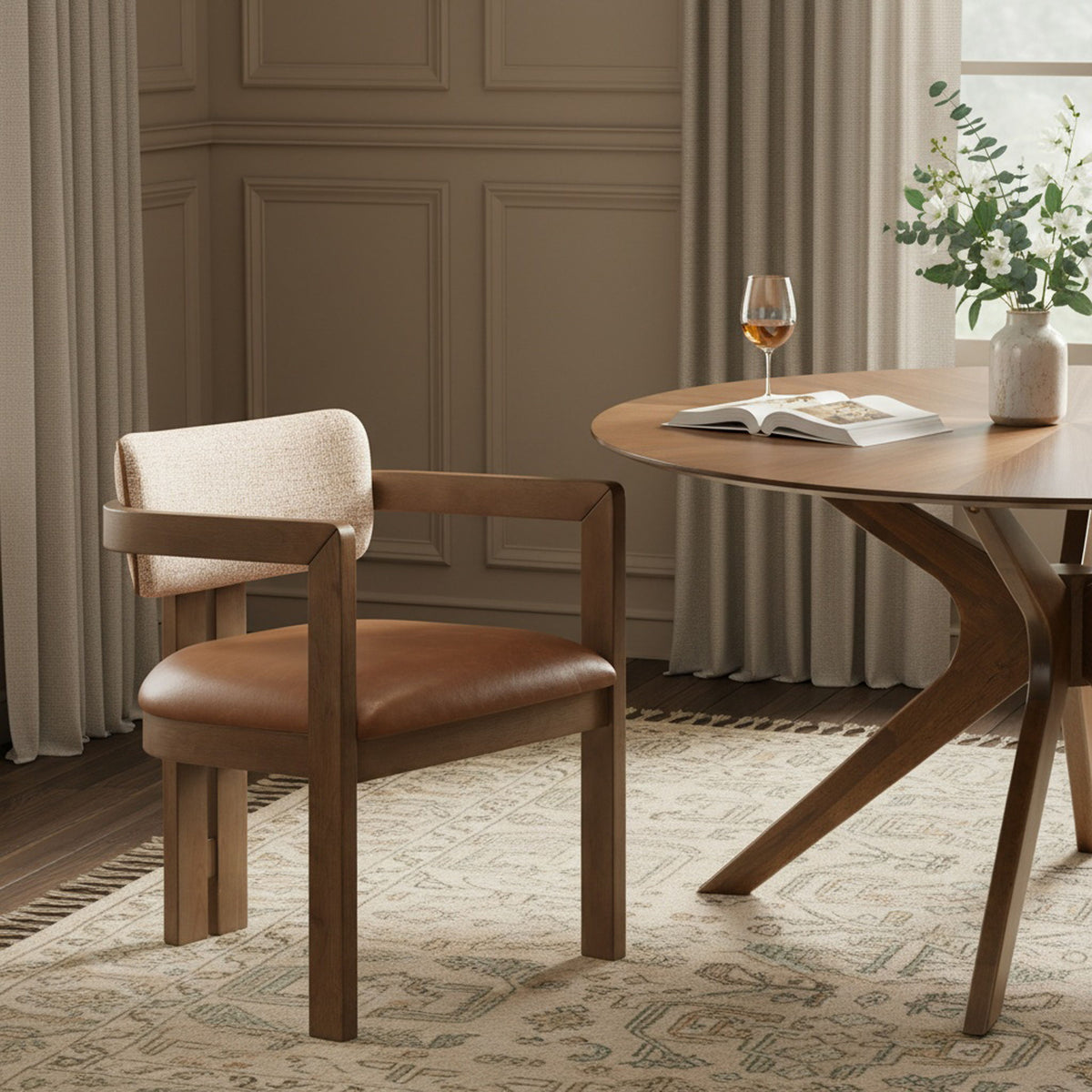 Ravina - Upholstered Dining Chair With Stained Brown Base (Set of 2)