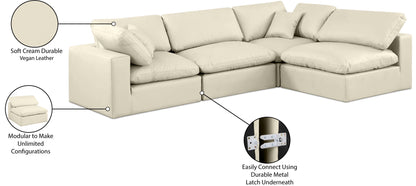 Comfy - 4 Piece Faux Leather Modular Armless Sectional