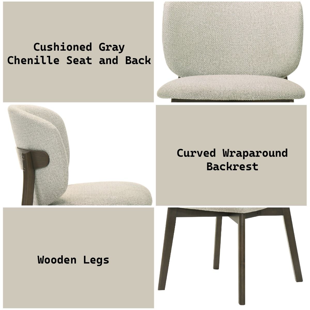 Mallin - Side Chair (Set of 2) - Gray Chenille & Walnut