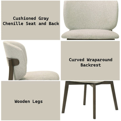 Mallin - Side Chair (Set of 2) - Gray Chenille & Walnut