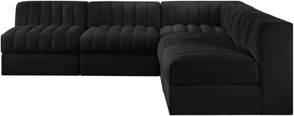 Rummi - Armless Velvet Performance Fabric Upholstered 5 Piece Modular Sectional