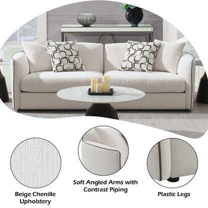 Yolanda - Sofa With 4 Pillows - Beige Chenille