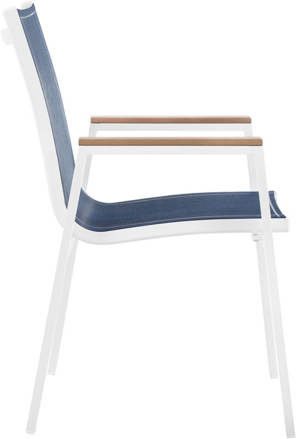 Nizuc - Outdoor Patio Dining Arm Chair With White Frame And Natural Arms (Set of 2)