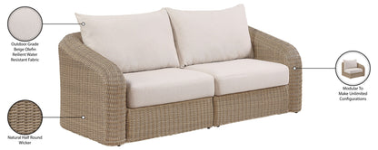 Seacrest - Olefin Water Resistant Fabric And Wicker 2 Piece Outdoor Patio Modular Loveseat