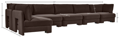 Hammond - Velvet Performance Fabric Upholstered 6 Piece L-Shaped Armless Sectional