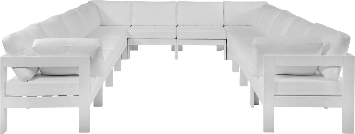 Nizuc - Outdoor Patio 12 Piece Modular Sectional With White Frame