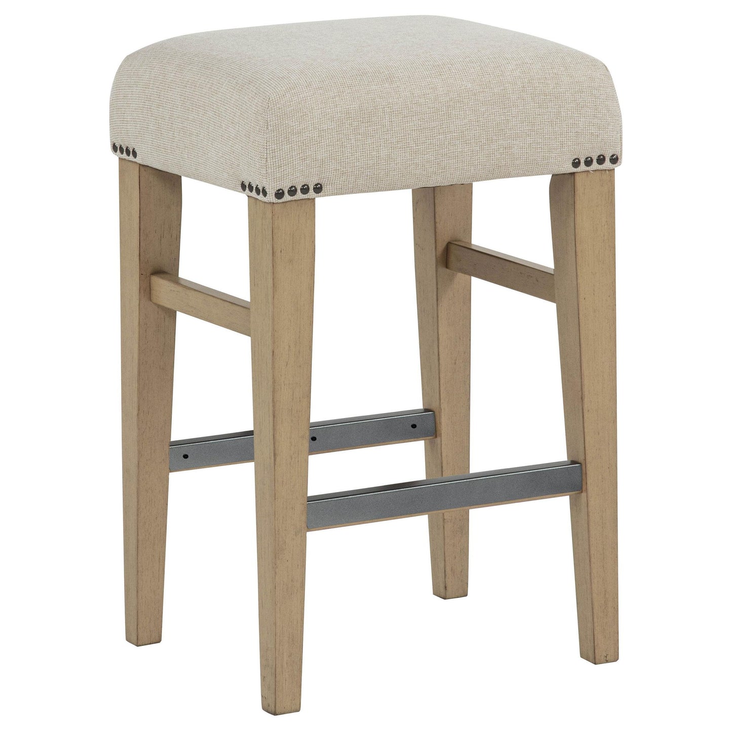 Naser Upholstered Counter Stool Beige and Light Oak (Set of 2)
