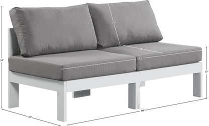 Nizuc - Outdoor Patio 2 Seat Armless Modular Sofa With White Frame