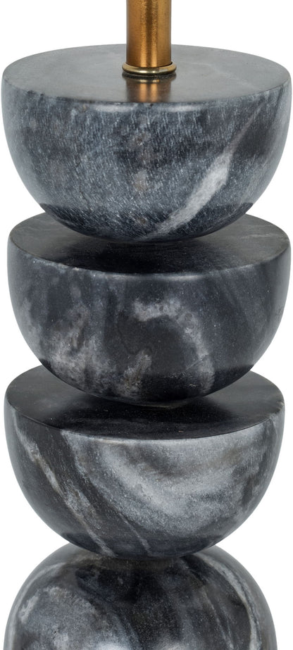 Opus - Genuine Marble, Linen Textured Fabric And Brass Table Lamp