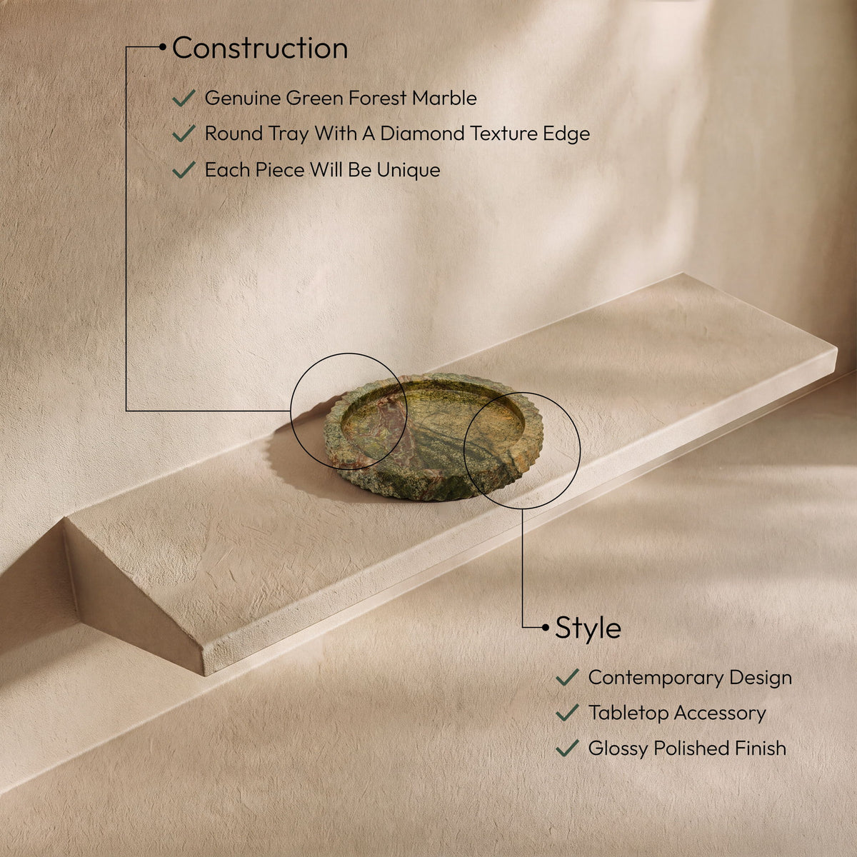 Russell - Genuine Marble Tray