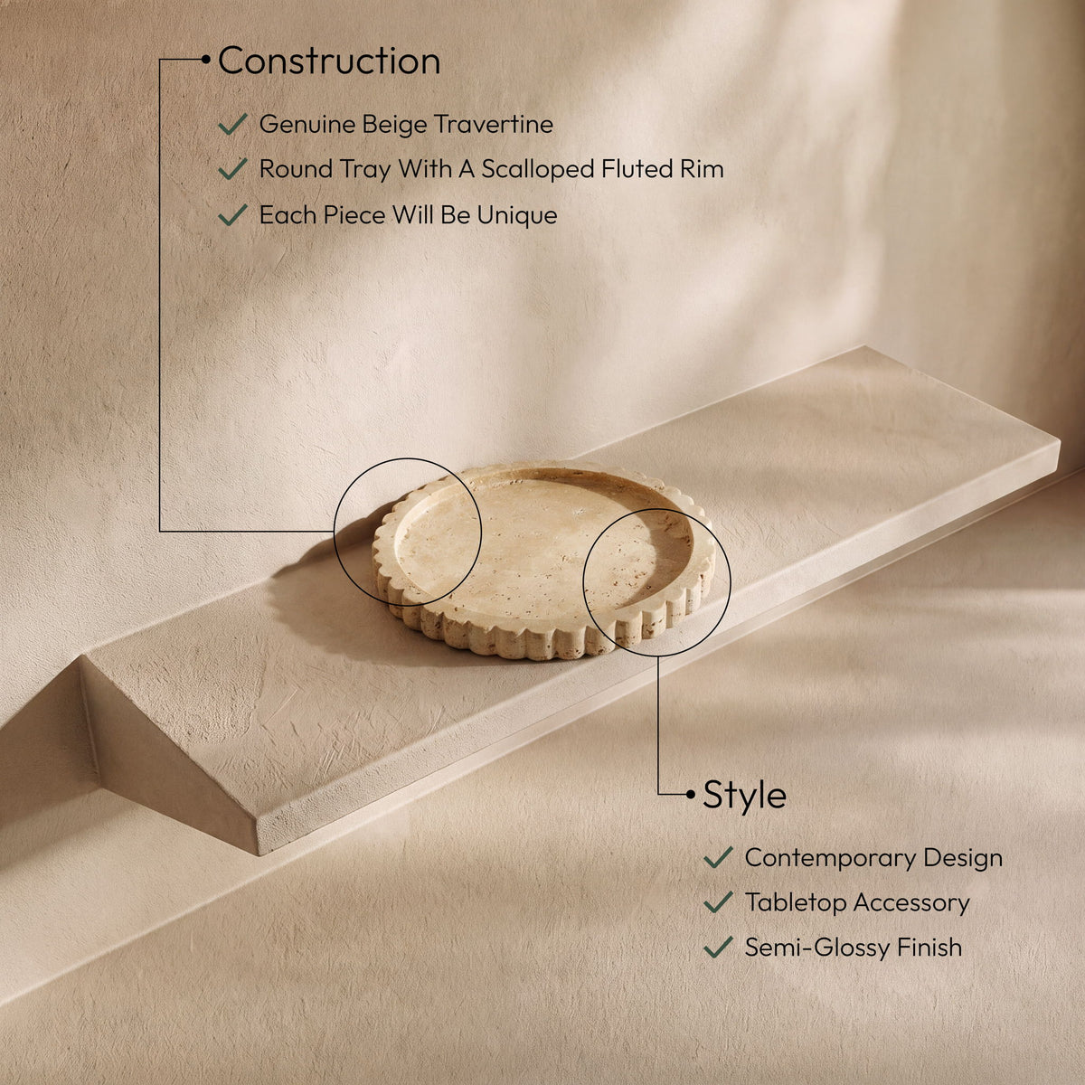 Lysander - Travertine Tray