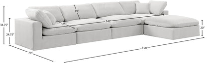 Comfy - 5 Piece Velvet Modular Sectional With Chaise