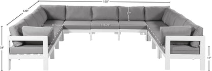 Nizuc - Outdoor Patio 11 Piece Modular Sectional With White Frame