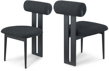 Dario - Boucle Dining Chair With Black Frame (Set of 2)