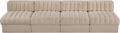 Rummi - Armless Velvet Performance Fabric Upholstered 4 Piece Modular Sofa