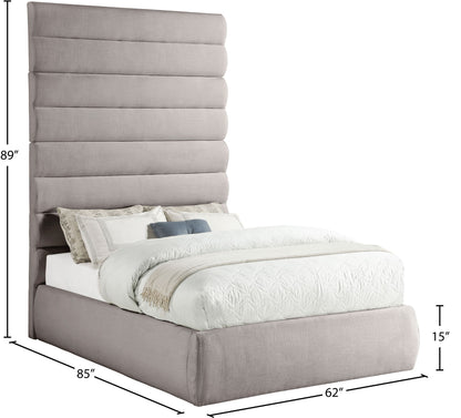 Adam - Linen Fabric Bed With 89" Headboard
