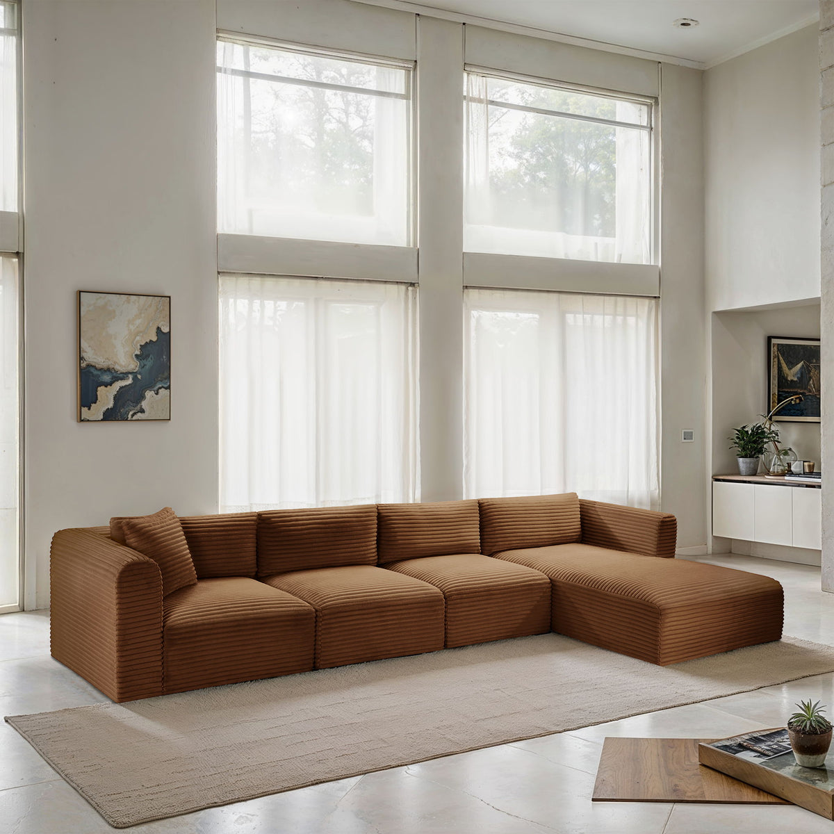 Shaggy - Fabric 4 Piece Modular Sectional